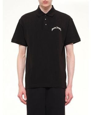 Palm Angels Back Curved Logo Polo - Black