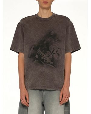 Feng Chen Wang Spray Painted Plant T-Shirt - Black