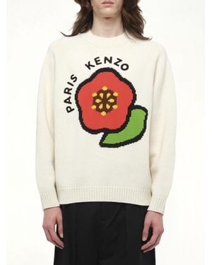 KENZO Pop Knit Sweater, 100% Cotton - Gray