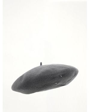 Maison Margiela 4-Stitch Wool Beret Hat - Grey
