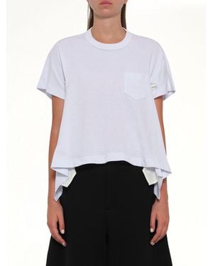 Sacai Light Weight Denim X Cotton Jersey T-Shirt - White