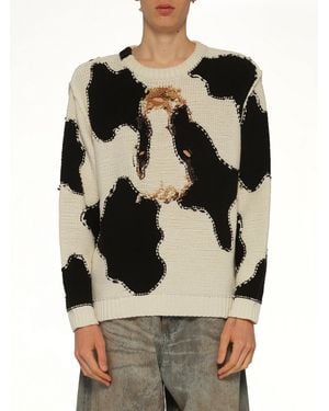 Doublet Acting Cow Knit Pullover - Black