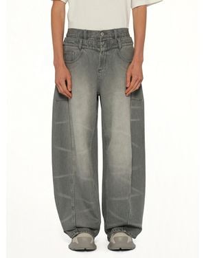 Feng Chen Wang Washed Denim Trousers - Grey