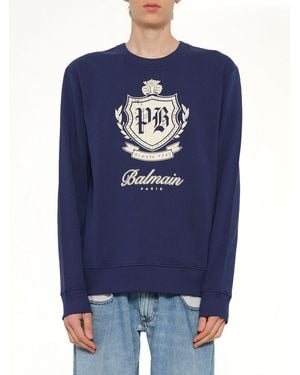 Balmain University Emblem Sweatshirt - Blue