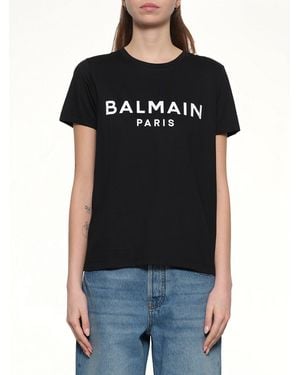 Balmain Flocked Paris T-shirt - Black