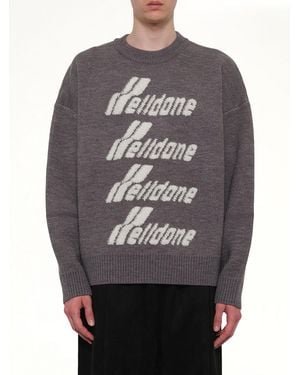 we11done Logo Pile Knit Jumper - Grey