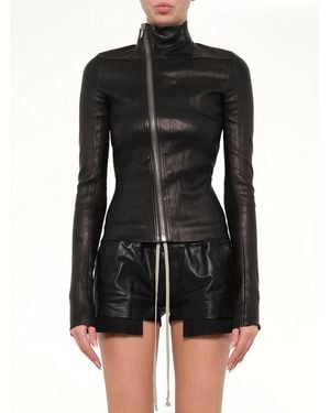 Rick Owens Leather Gary Jacket - Black