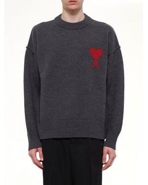 Ami Paris Ami De Coeur Sweater - Gray