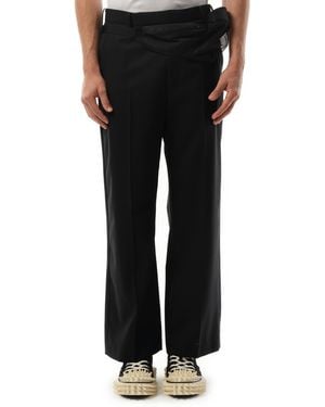 Doublet Tailored Trousers With Waist Pouch, 100% Wool, Size: Small - Black