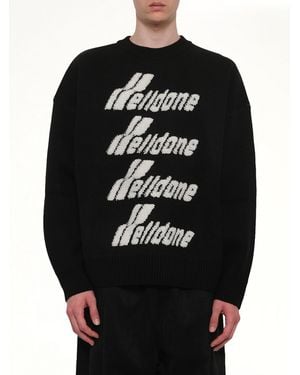 we11done Logo Pile Knit Jumper - Black