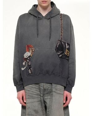 Doublet Trompe L'Oeil Embroidery Hoodie - Gray