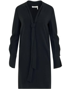 Chloé Neck Tie Shift Dress - Black