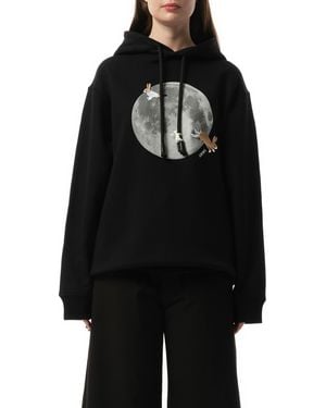 Loewe Moon Print Hoodie, 100% Cotton, Size: Small - Black