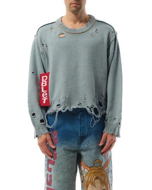 Doublet Recycle Denim Yarn Jumper, Long Sleeves, 100% Cotton, Size: Small - Grey