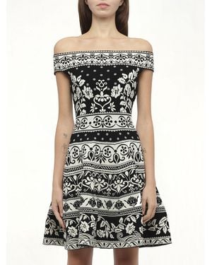 McQueen Floral Jacq Dress - Black