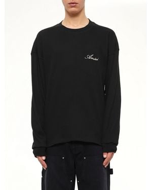 Amiri Smoking Wolf Oversized Waffle Sweater - Black