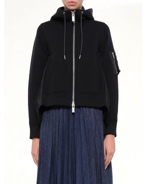 Sacai Sponge Sweat X Nylon Twill Hoodie - Blue