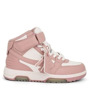 Off-White c/o Virgil Abloh Out Of Office Mid Top Leather Trainers, 100% Rubber - Pink