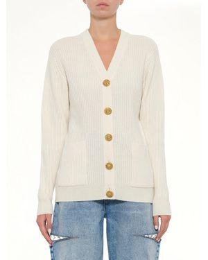 Balmain Buttoned Cashmere Cardigan - Natural