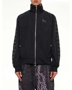 THUG CLUB Triple Line Stud Track Jacket - Blue