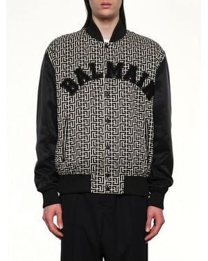 Balmain Monogram Varsity Jacket - Grey