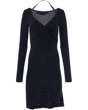 Off-White c/o Virgil Abloh Fluid Jersey Twisted Long Sleeve Dress - Black