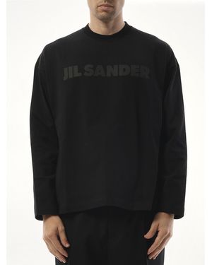Jil Sander Tonal Logo Long Sleeve T-Shirt - Black