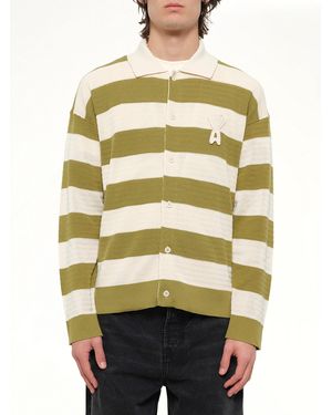 Ami Paris Shirt Collar Cardigan With Adc - Natural