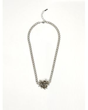we11done Spiky Rose Necklace - White