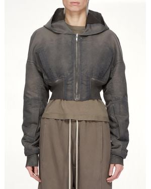 Rick Owens Washed Nylon Hooded Cropped Flight - Gray