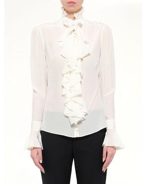 McQueen Long Sleeve Ruffle Shirt - White