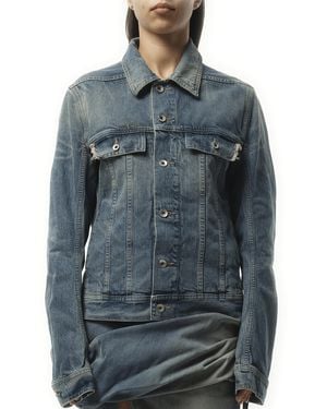 Rick Owens Trucker Denim Jacket, 100% Cotton, Size: Small - Blue