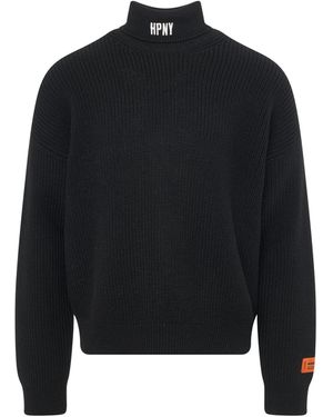 Heron Preston Hpny Knit Rollneck, Long Sleeves, /, 100% Virgin Wool, Size: Large - Black