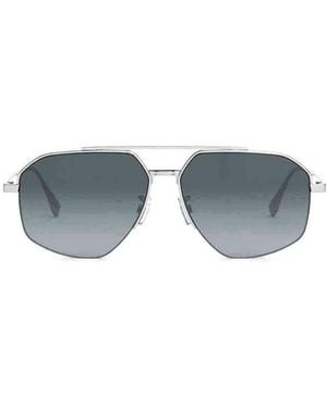 Fendi Fe40062U Aviator Sunglasses With Smoke Polarised Lens - Blue