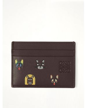 Loewe Plain Cardholder Allover Cats - Brown