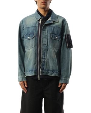 Sacai X Denim X Nylon Jacket, Long Sleeves, 100% Cotton - Blue