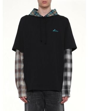 we11done Chequered Patch Long-Sleeved T-Shirt - Black
