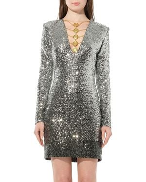 Balmain Knit Dress Const - Gray