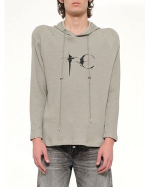 THUG CLUB Bulk Shoulder Waffle Hoodie - Grey