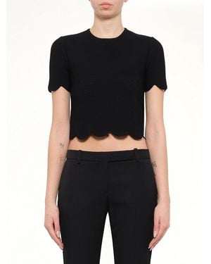 McQueen Embellished Rose Top - Black