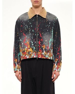 House of Errors Embroidered Paint Workwear Jacket - Grey