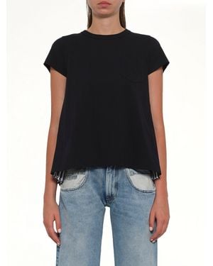 Sacai Cotton Poplin X Jersey T-Shirt - Black