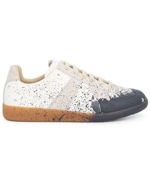 Maison Margiela Replica Paint Splatter Trainers, 100% Cotton - White