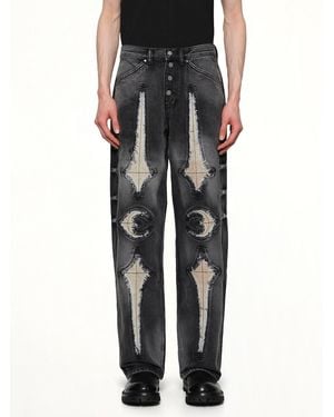 THUG CLUB Tc Bone Leather Denim Trousers - Black