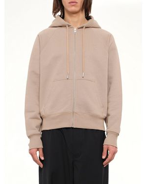Ami Paris Tonal Embossed Ami De Coeur Zipped Hoodie - Natural