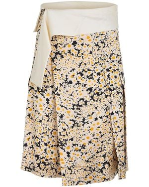 Celine Daisy Print Skirt - White