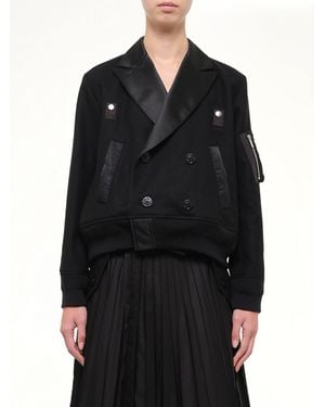 Sacai Wool Flannel X Nylon Twill Jacket - Black