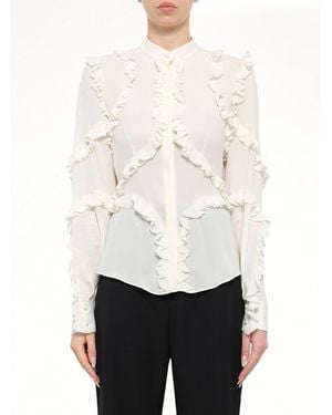 McQueen Ruffle Long Sleeve Shirt - White