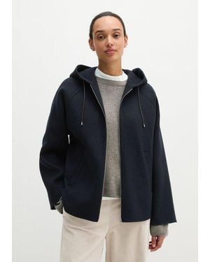 Marc O' Polo Chaqueta Capa Con Capucha De Lana Relajada - Azul
