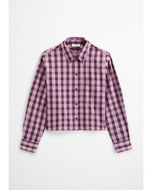 Marc O' Polo Blusa A Cuadros De Corte Corto - Rojo